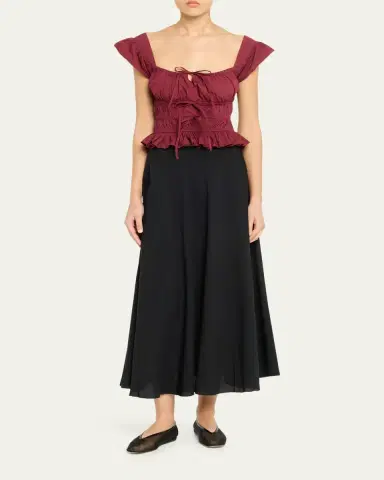 Ciao Lucia Katrin Smocked Drawstring Crop Top | Thumbnail 2
