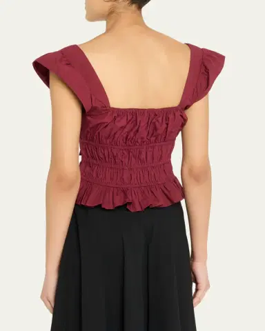 Ciao Lucia Katrin Smocked Drawstring Crop Top | Thumbnail 3