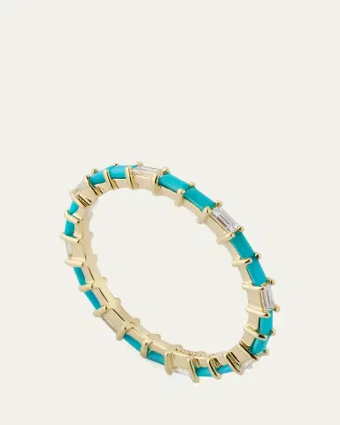 Lana 14K Turquoise and Diamond Baguette Stackable Ring | Thumbnail 3 Lana 14K Turquoise and Diamond Baguette Stackable Ring | Thumbnail 3