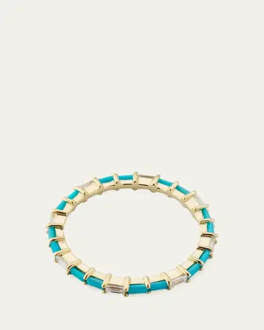 Lana 14K Turquoise and Diamond Baguette Stackable Ring | Thumbnail 4 Lana 14K Turquoise and Diamond Baguette Stackable Ring | Thumbnail 4