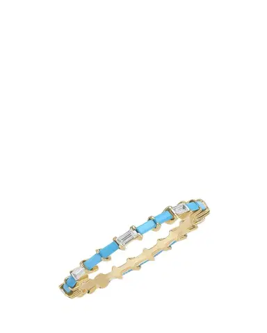Lana 14K Turquoise and Diamond Baguette Stackable Ring | Thumbnail 1 Lana 14K Turquoise and Diamond Baguette Stackable Ring | Thumbnail 1