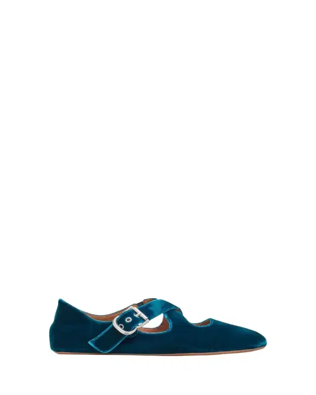 Crisscross Velvet Ballerina Flats
