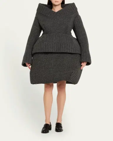 Marc Jacobs Runway Padded V-Neck Peplum Sweater | Thumbnail 2