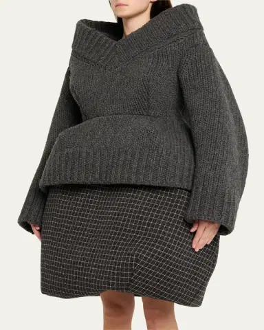 Marc Jacobs Runway Padded V-Neck Peplum Sweater | Thumbnail 4