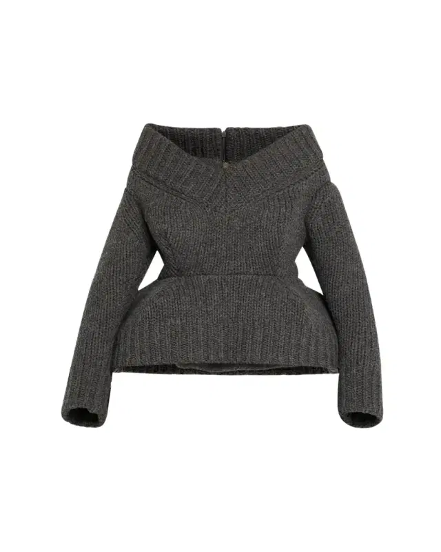 Padded V-Neck Peplum Sweater