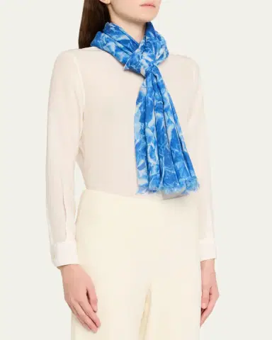 Akris Whitecaps-Print Cashmere Scarf | Thumbnail 3
