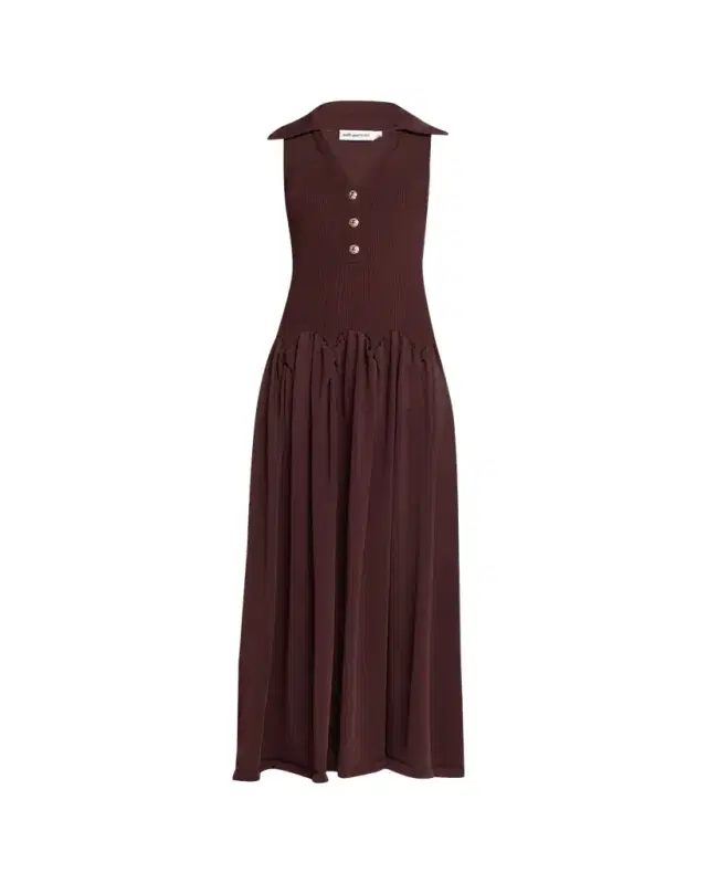 Self-Portrait Ribbed Knit Maxi Dress