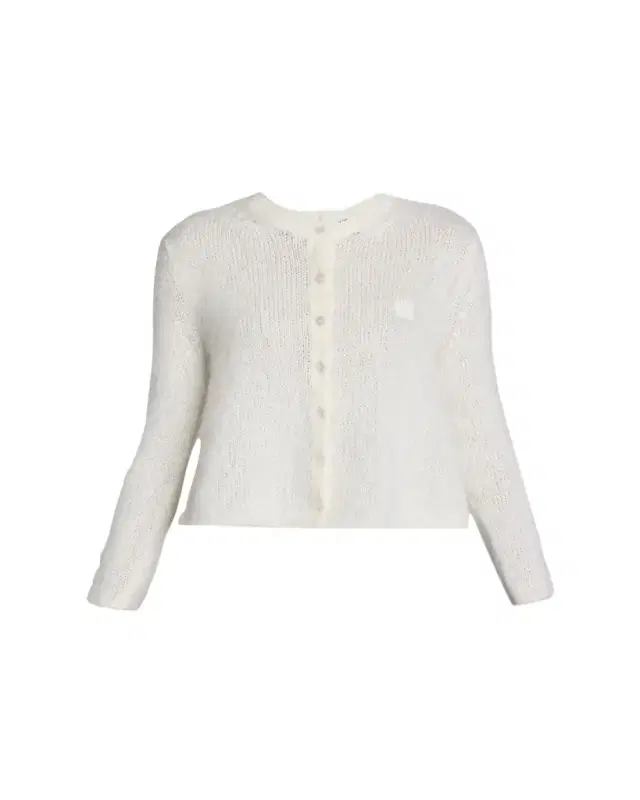 Mohair Double Button Crewneck Cardigan