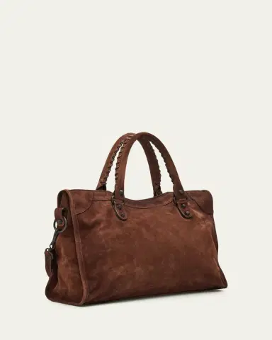 Balenciaga Le City Medium Suede Shoulder Bag | Thumbnail 3 Balenciaga Le City Medium Suede Shoulder Bag | Thumbnail 3