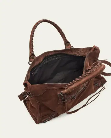 Balenciaga Le City Medium Suede Shoulder Bag | Thumbnail 4 Balenciaga Le City Medium Suede Shoulder Bag | Thumbnail 4