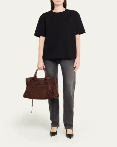 Balenciaga Le City Medium Suede Shoulder Bag | Thumbnail 5 Balenciaga Le City Medium Suede Shoulder Bag | Thumbnail 5