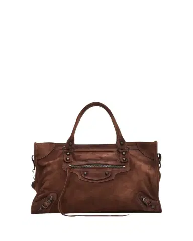 Balenciaga Le City Medium Suede Shoulder Bag | Thumbnail 1 Balenciaga Le City Medium Suede Shoulder Bag | Thumbnail 1