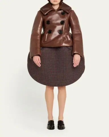 Marc Jacobs Runway Shrunken Leather Double-Breasted Jacket | Thumbnail 2