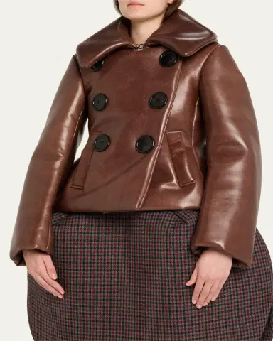 Marc Jacobs Runway Shrunken Leather Double-Breasted Jacket | Thumbnail 4