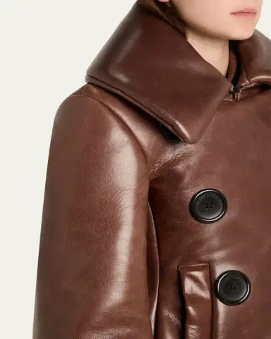 Marc Jacobs Runway Shrunken Leather Double-Breasted Jacket | Thumbnail 5