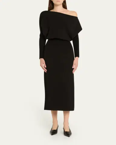 Simkhai Janese Off-Shoulder Wool Midi Dress | Thumbnail 2 Simkhai Janese Off-Shoulder Wool Midi Dress | Thumbnail 2