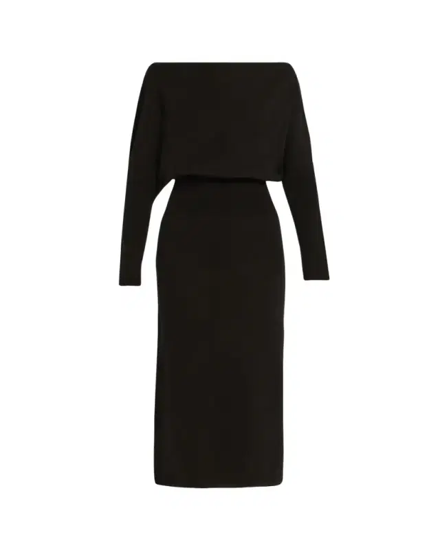 SIMKHAI Janese Off-Shoulder Wool Midi Dress