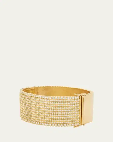 Jamie Wolf 18K Yellow Gold Twelve Row Diamond Hinged Bangle | Thumbnail 2