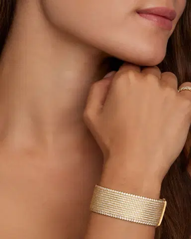 Jamie Wolf 18K Yellow Gold Twelve Row Diamond Hinged Bangle | Thumbnail 3