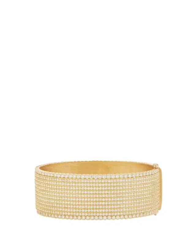 Jamie Wolf 18K Yellow Gold Twelve Row Diamond Hinged Bangle