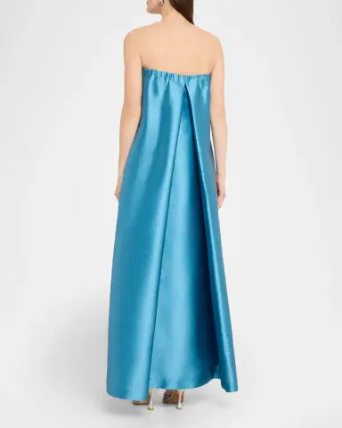 BERNADETTE Jacques Strapless Bow Overlay Satin Gown | Thumbnail 2