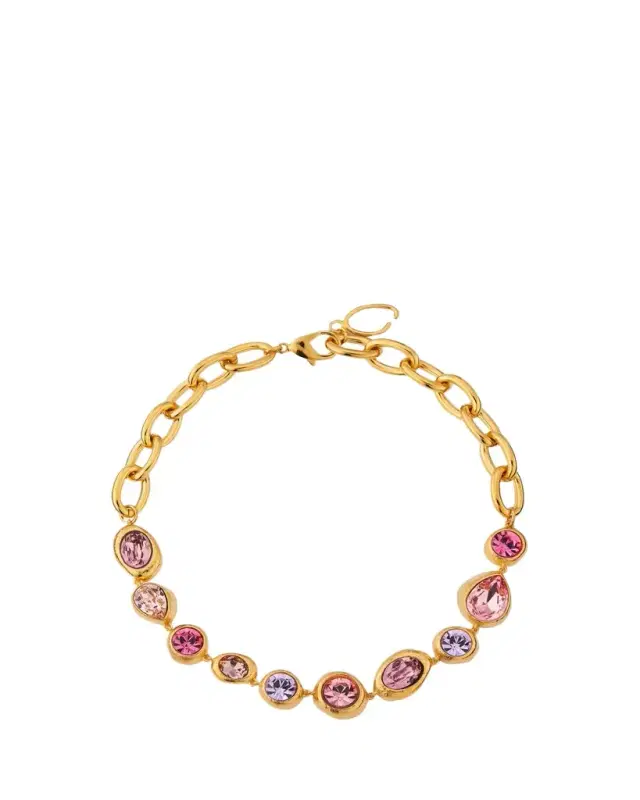 Oscar de la Renta Hammered Stones Chain Necklace