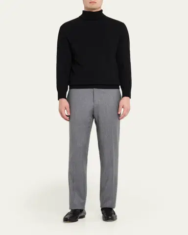 Kiton Men's Wool and Cashmere Flat-Front Pants | Thumbnail 2 Kiton Men's Wool and Cashmere Flat-Front Pants | Thumbnail 2