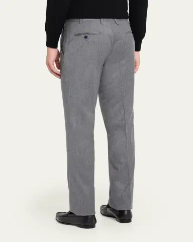 Kiton Men's Wool and Cashmere Flat-Front Pants | Thumbnail 3 Kiton Men's Wool and Cashmere Flat-Front Pants | Thumbnail 3