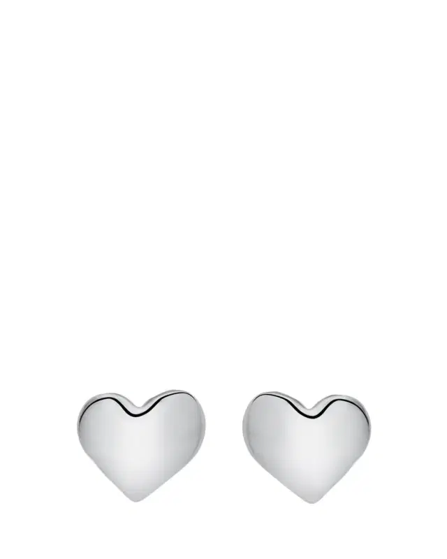Oscar de la Renta Smooth Heart Stud Earrings, Silver