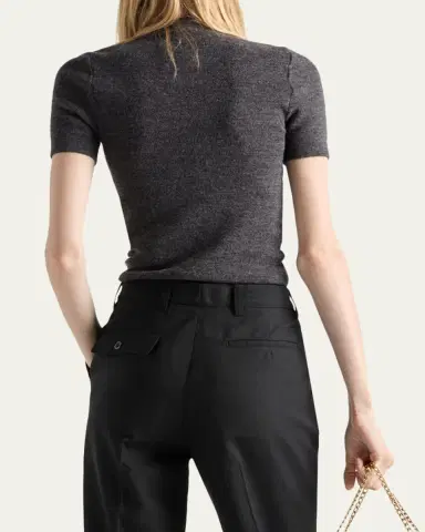 Prada Short-Sleeve Knit Sweater with Pendants | Thumbnail 3 Prada Short-Sleeve Knit Sweater with Pendants | Thumbnail 3
