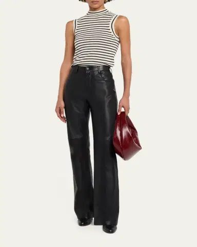 Nili Lotan Joan Leather Straight-Leg Pants | Thumbnail 2