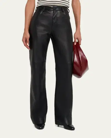Nili Lotan Joan Leather Straight-Leg Pants | Thumbnail 4