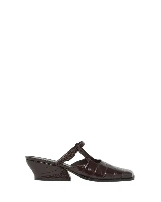 Onda Croc-Embossed Leather Mules