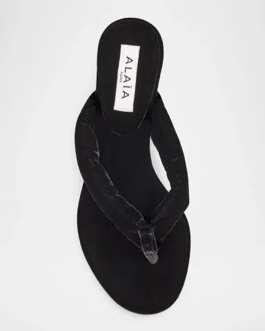 Alaïa Velvet Kitten-Heel Thong Sandals | Thumbnail 12