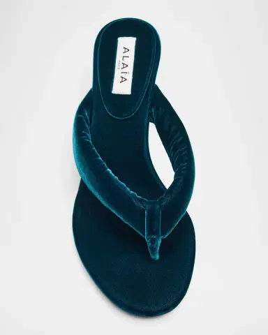 Alaïa Velvet Kitten-Heel Thong Sandals | Thumbnail 17