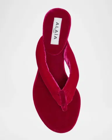 Alaïa Velvet Kitten-Heel Thong Sandals | Thumbnail 20