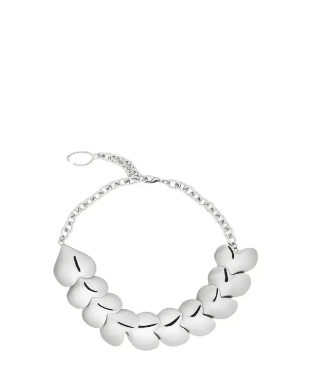 Oscar de la Renta Smooth Hearts Oversized Necklace, Silver