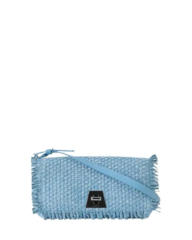 Akris Anouk Fringed Woven Cotton Twill Clutch Bag