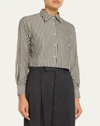 OFFICINE GÉNÉRALE Cataleya Stripe Cropped Shirt | Thumbnail 5