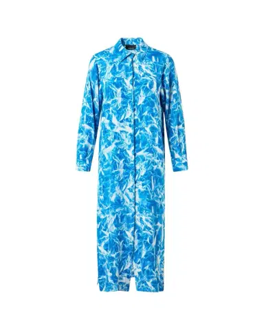 Akris Whitecaps Print Silk Crepe Midi Shirtdress | Thumbnail 1 Akris Whitecaps Print Silk Crepe Midi Shirtdress | Thumbnail 1