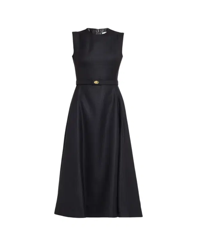 Amelia Prince Of Wales Belted Sleeveless Midi Dress