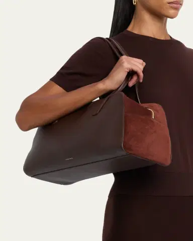 Mansur Gavriel Helios Large Leather & Suede East-West Shoulder Bag | Thumbnail 2 Mansur Gavriel Helios Large Leather & Suede East-West Shoulder Bag | Thumbnail 2