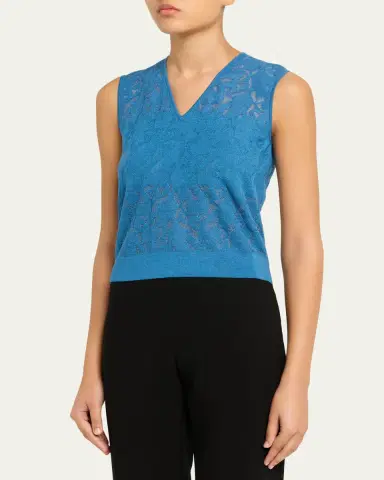 Akris Whitecaps Knit V-Neck Vest | Thumbnail 4