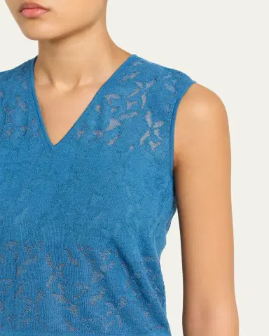 Akris Whitecaps Knit V-Neck Vest | Thumbnail 5