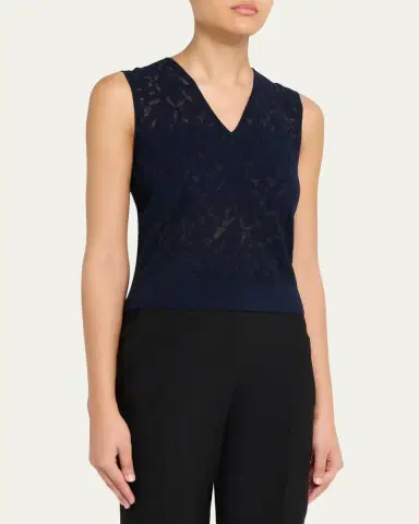 Akris Whitecaps Knit V-Neck Vest | Thumbnail 8