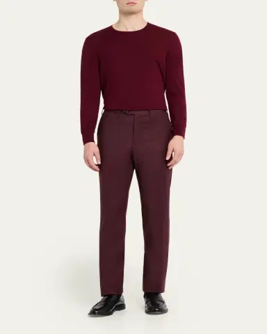 Kiton Men's Wool and Cashmere Flat-Front Pants | Thumbnail 2 Kiton Men's Wool and Cashmere Flat-Front Pants | Thumbnail 2