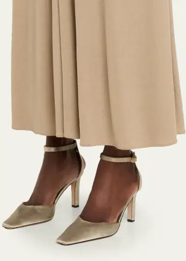 The Row Carla Velvet Ankle-Strap Pumps | Thumbnail 2