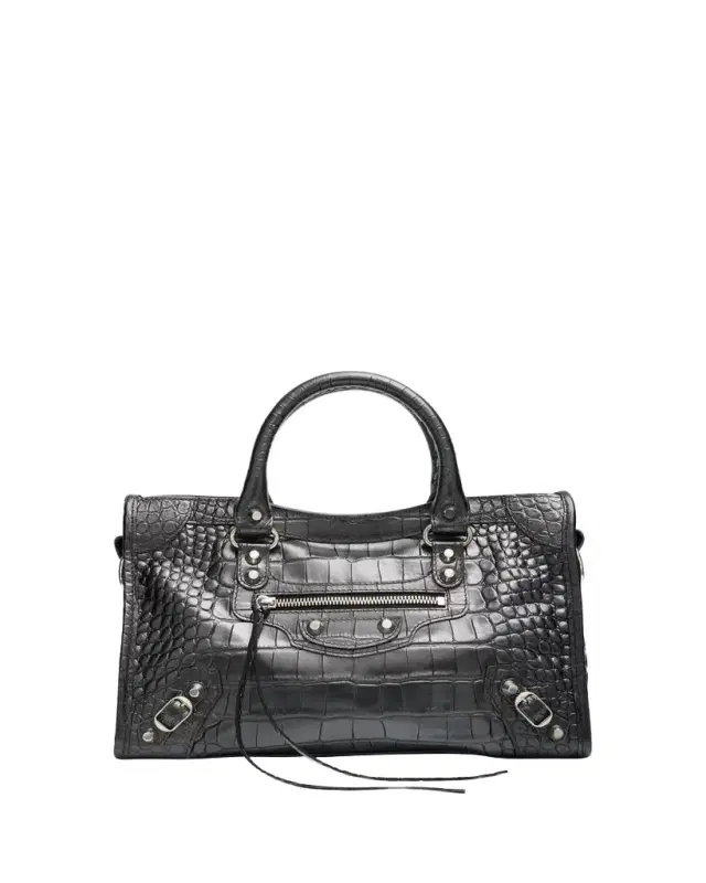Le City Small Croc-Embossed Leather Top-Handle Bag