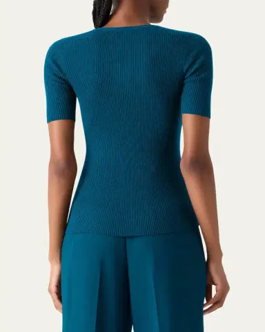 Akris Cotton Silk Short-Sleeve Sweater | Thumbnail 3