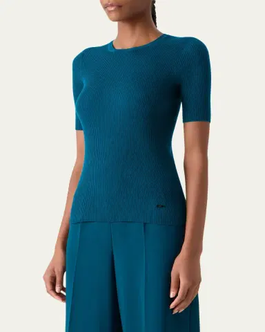 Akris Cotton Silk Short-Sleeve Sweater | Thumbnail 4